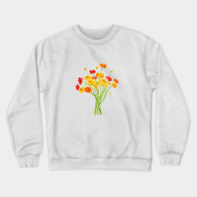 yellow red and orange Ranunculus flower Crewneck Sweatshirt by colorandcolor